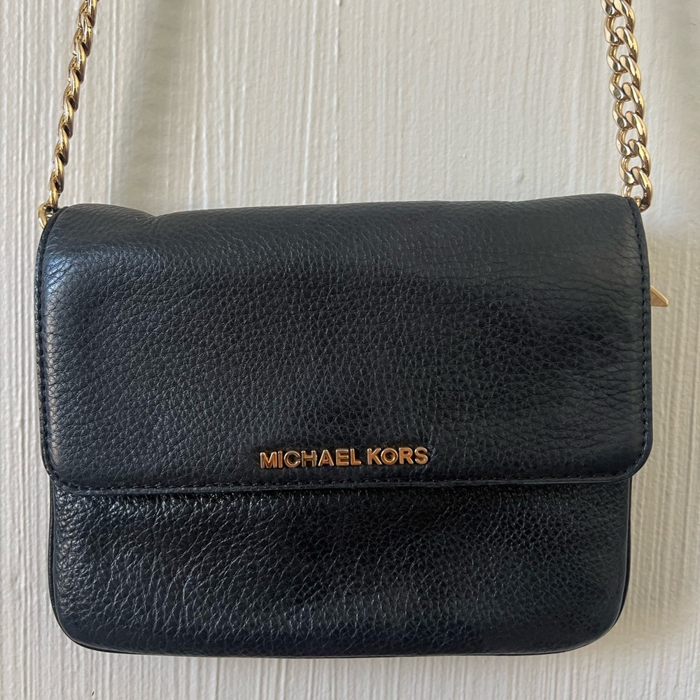 Michael Kors Black Pebbled Leather Crossbody Bag
